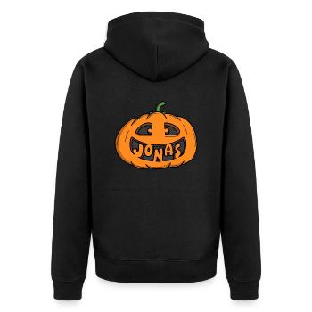 Jonas Citrouille d’Halloween - Veste à capuche bio Premium Unisexe - noir - Dos - Nico (187cm)