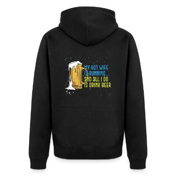 Lustiges Marathon Läufer Cross Country Marathoner - Unisex Premium Bio Zip Hoodie - Schwarz - Hinten - Nico (187cm)