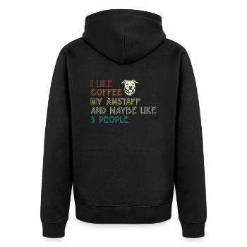 American Staffordshire Bull Terrier Staffy Dog - Unisex Premium Organic Zip Hoodie - black - Back - Nico (187cm)