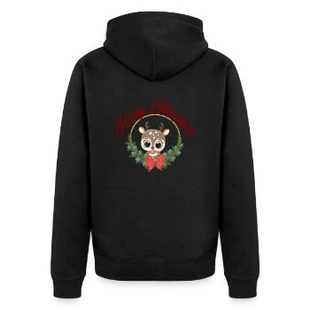süsses Rentier Weihnachten Rudolf Merry Christmas - Unisex Premium Bio Zip Hoodie - Schwarz - Hinten - Nico (187cm)