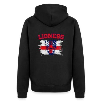 England Fußball Meister der Frauen Lionesses 2022 - Unisex Premium Bio Zip Hoodie - Schwarz - Hinten - Nico (187cm)