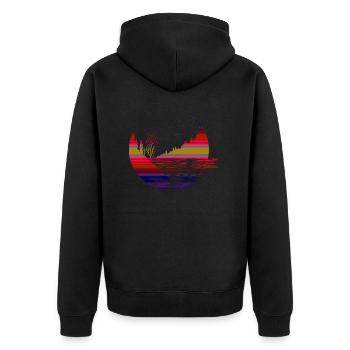 Landschaften in geometrischer Form - Unisex Premium Bio Zip Hoodie - Schwarz - Hinten - Nico (187cm)