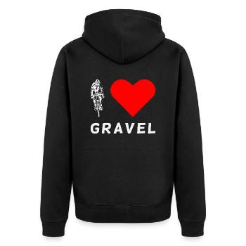 Gravel Bike Love Rennrad Fahrrad lustige Geschenk - Unisex Premium Bio Zip Hoodie - Schwarz - Hinten - Nico (187cm)
