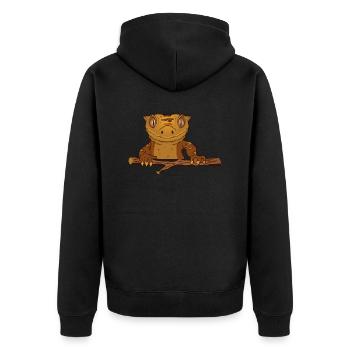 Kronengecko Eidechse Reptil Herpetologe - Unisex Premium Bio Zip Hoodie - Schwarz - Hinten - Nico (187cm)