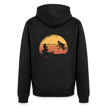 Meerjungfrau Fischerei Fischer Meerjungfrau Fische - Unisex Premium Bio Zip Hoodie - Schwarz - Hinten - Nico (187cm)