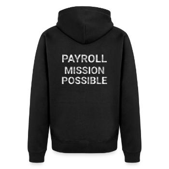 Payroll Mission Possible - Unisex Premium Organic Zip Hoodie - black - Back - Nico (187cm)