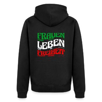 Women Life Freedom, - Unisex Premium Organic Zip Hoodie - black - Back - Nico (187cm)