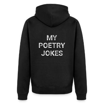 My Poetry Jokes - Unisex Premium Organic Zip Hoodie - black - Back - Nico (187cm)