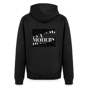 Fishing is a modern hunting - Unisex Premium Organic Zip Hoodie - black - Back - Nico (187cm)