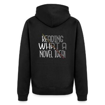 Drôles de dictons bibliophile comptable - Veste à capuche bio Premium Unisexe - noir - Dos - Nico (187cm)