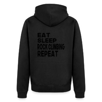 Eat Sleep Rock Climbing Repeat - Unisex Premium Organic Zip Hoodie - black - Back - Nico (187cm)