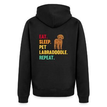 Labradoodle Dog - Unisex Premium Organic Zip Hoodie - black - Back - Nico (187cm)