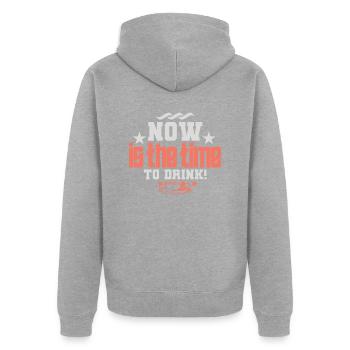 JETZT IST ES ZEIT ZU TRINKEN - Unisex Premium Bio Zip Hoodie - Grau meliert - Hinten - Nico (187cm)