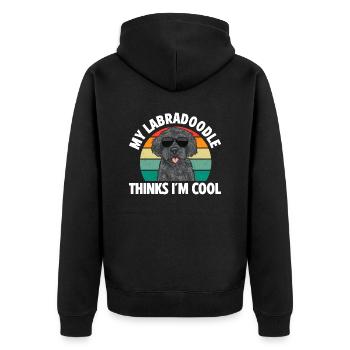 Labradoodle Dog - Unisex Premium Organic Zip Hoodie - black - Back - Nico (187cm)