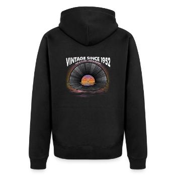 Vintage seit 1952 Retro Disco Music Vintage - Unisex Premium Bio Zip Hoodie - Schwarz - Hinten - Nico (187cm)