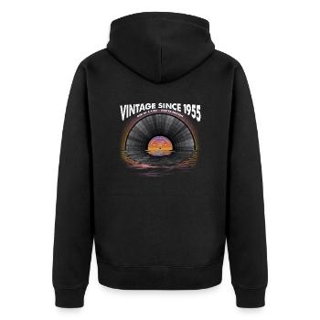 Vintage seit 1955 Retro Disco Music Vintage - Unisex Premium Bio Zip Hoodie - Schwarz - Hinten - Nico (187cm)