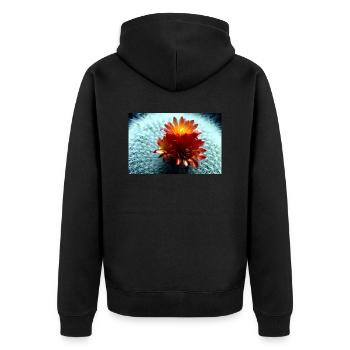 Blühender Kaktus - Unisex Premium Bio Zip Hoodie - Schwarz - Hinten - Nico (187cm)