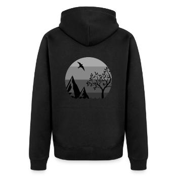 Adventure Travel Hiking Mountain - Unisex Premium Organic Zip Hoodie - black - Back - Nico (187cm)