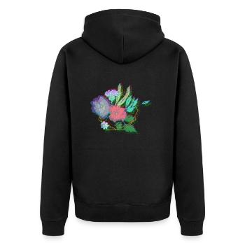 Blume - Unisex Premium Bio Zip Hoodie - Schwarz - Hinten - Nico (187cm)