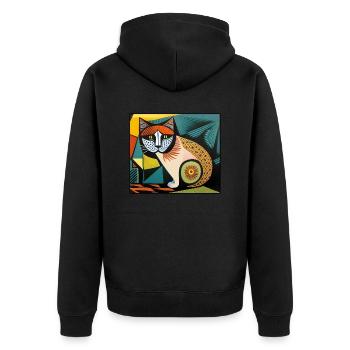 katzen 010red - Unisex Premium Bio Zip Hoodie - Schwarz - Hinten - Nico (187cm)