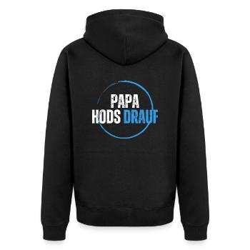 Papa hods drauf - Unisex Premium Bio Zip Hoodie - Schwarz - Hinten - Nico (187cm)