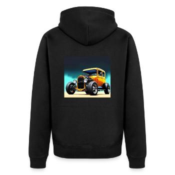 Hot Rod in the Night 60s Rockabilly - Unisex Premium Organic Zip Hoodie - black - Back - Nico (187cm)