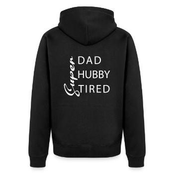 Super papa Super mari Super fatigué - Veste à capuche bio Premium Unisexe - noir - Dos - Nico (187cm)