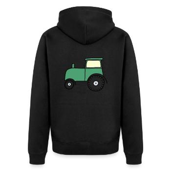 Drawn tractor - Unisex Premium Organic Zip Hoodie - black - Back - Nico (187cm)