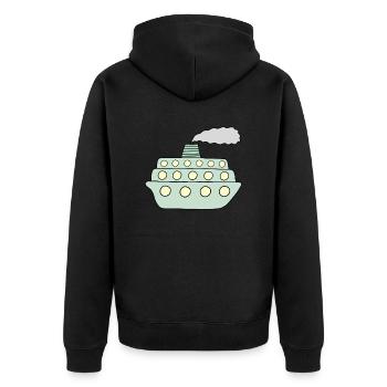 Green Ship - Unisex Premium Organic Zip Hoodie - black - Back - Nico (187cm)