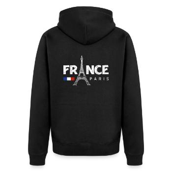 Paris Frankreich Franzose Französisch - Unisex Premium Bio Zip Hoodie - Schwarz - Hinten - Nico (187cm)