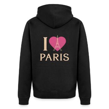 Franzose Paris Frankreich Französisch - Unisex Premium Bio Zip Hoodie - Schwarz - Hinten - Nico (187cm)