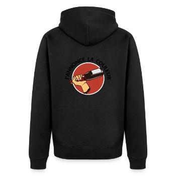 annonce couleur vin rouge alcool humour tenir - Veste à capuche bio Premium Unisexe - noir - Dos - Nico (187cm)