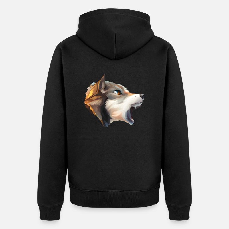 Wolf - Unisex Premium Bio Zip Hoodie - Schwarz