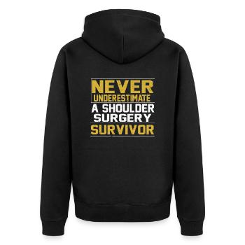 Chirurgie de l’épaule Remplacement de l’épaule après la chirurgie - Veste à capuche bio Premium Unisexe - noir - Dos - Nico (187cm)
