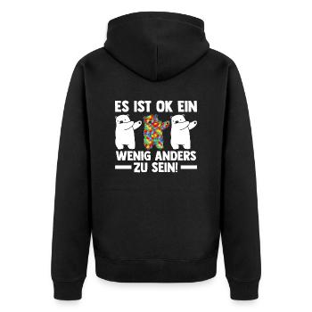 Autismus Autist Autisten - Unisex Premium Bio Zip Hoodie - Schwarz - Hinten - Nico (187cm)