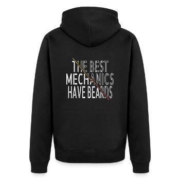 baseballgifts mechanics baseballhoodie - Unisex Premium Bio Zip Hoodie - Schwarz - Hinten - Nico (187cm)
