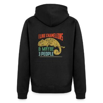 I Like Chameleons & Maybe 3 People Lizard Lover Re - Unisex Premium Bio Zip Hoodie - Schwarz - Hinten - Nico (187cm)