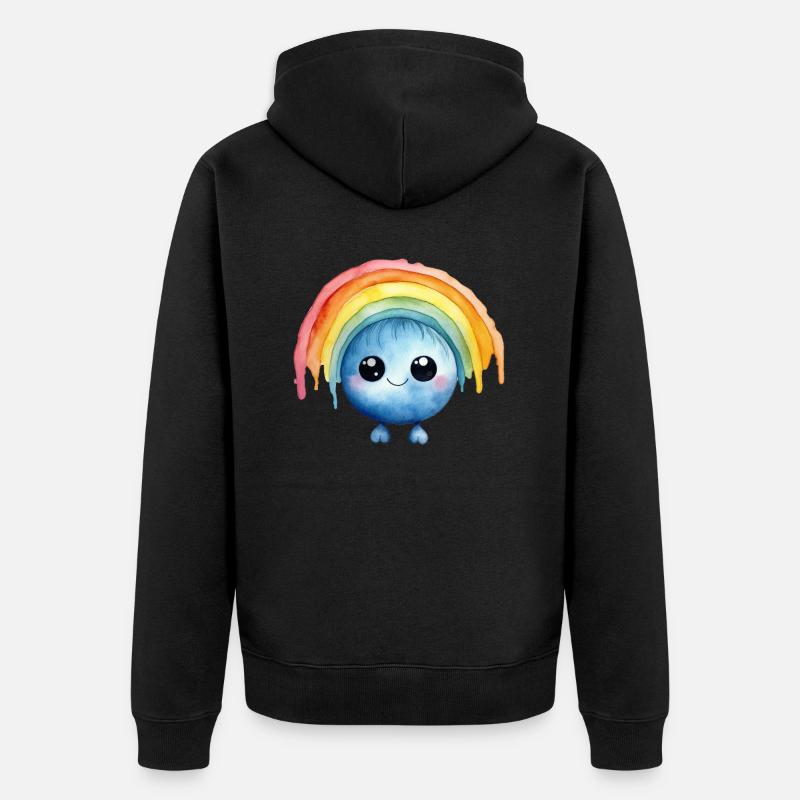 Dessin à l’aquarelle arc-en-ciel - Veste à capuche bio Premium Unisexe - noir