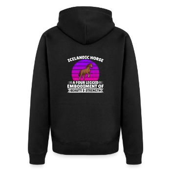 Islandspferd Islandic reiten Spruch Damen T-shirt - Unisex Premium Bio Zip Hoodie - Schwarz - Hinten - Nico (187cm)