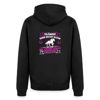 Islandpferd Isländer nicht klein Reitspruch Pony - Unisex Premium Bio Zip Hoodie - Schwarz - Hinten - Nico (187cm)