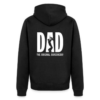 Super hero - Unisex Premium Organic Zip Hoodie - black - Back - Nico (187cm)