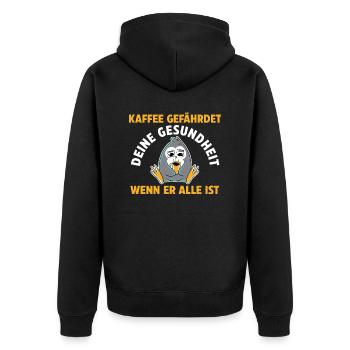 Kaffee Gefährdet Deine Gesundheit Eule - Unisex Premium Bio Zip Hoodie - Schwarz - Hinten - Nico (187cm)