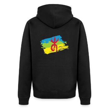 Z Imazighen (Amazigh flag) - Unisex Premium Organic Zip Hoodie - black - Back - Nico (187cm)