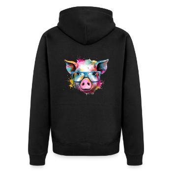 Jim the pig - Unisex Premium Organic Zip Hoodie - black - Back - Nico (187cm)