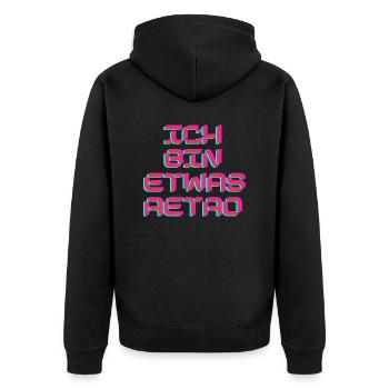 Retro - Unisex Premium Bio Zip Hoodie - Schwarz - Hinten - Nico (187cm)