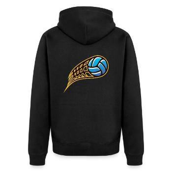 Ballsport - Unisex Premium Bio Zip Hoodie - Schwarz - Hinten - Nico (187cm)