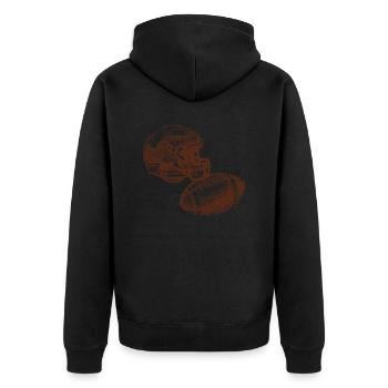 Ballsport - Unisex Premium Bio Zip Hoodie - Schwarz - Hinten - Nico (187cm)