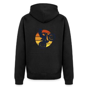 Fahrrad - Unisex Premium Bio Zip Hoodie - Schwarz - Hinten - Nico (187cm)