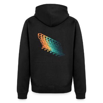 Vintage-Angeln - Unisex Premium Bio Zip Hoodie - Schwarz - Hinten - Nico (187cm)