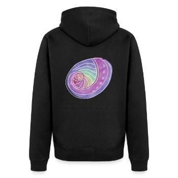 "Abalone", boho line art design, series "Shells" - Unisex Premium Organic Zip Hoodie - black - Back - Nico (187cm)